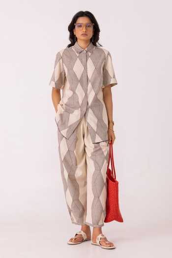 Shop_The Summer House_Beige Cotton Sonja Hand Printed Barrel Pant 