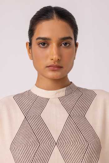 Shop_The Summer House_Beige Cotton Round Neck Ehan Printed Midi Dress _Online_at_Aza_Fashions