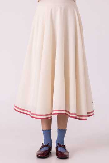 Shop_The Summer House_Off White Cotton, Twill Medea Handwoven Skirt 