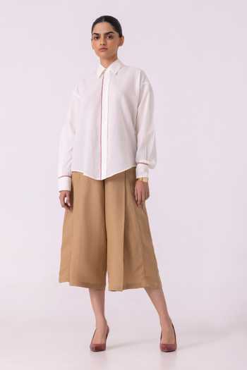 The Summer House_Beige Linen Frances Tan Pant _Online_at_Aza_Fashions