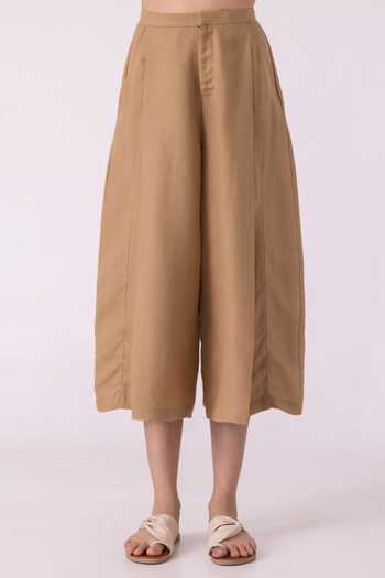 Buy_The Summer House_Beige Linen Frances Tan Pant _Online_at_Aza_Fashions