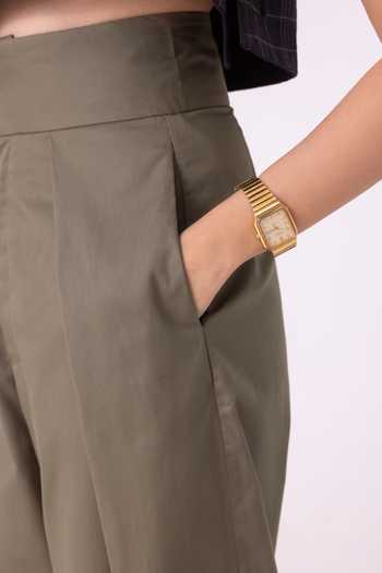 Buy_The Summer House_Olive Green Cotton, Twill Elinor Barrel Pant 