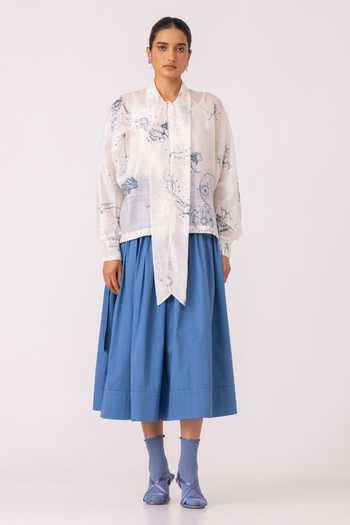 Shop_The Summer House_Multi Color Chanderi High Neck Lizzy Zodiac Print Top _Online_at_Aza_Fashions