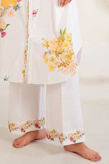 Shop_Moh India_Pink Cotton, Poplin Mandarin Collar Summer Love Shirt Kurta And Pant Set 