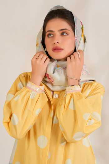 Buy_Moh India_White Cotton, Poplin Mandarin Collar Marigold Shirt Kurta And Pant Set 