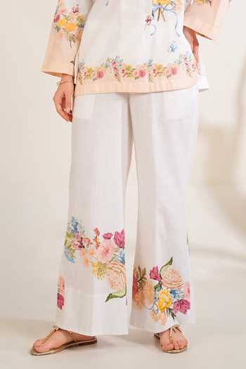 Moh India_Pink Linen Collared Summer Love Shirt Tunic Set _Online_at_Aza_Fashions