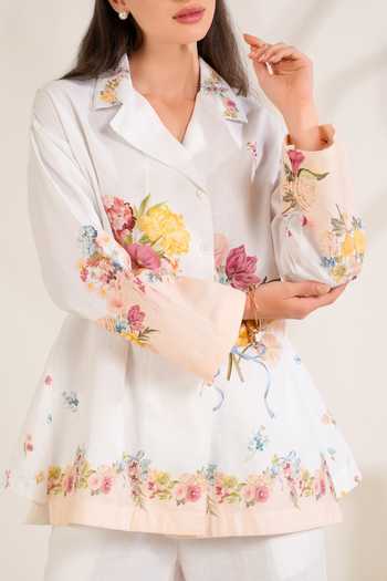 Buy_Moh India_Pink Linen Collared Summer Love Shirt Tunic Set _Online_at_Aza_Fashions