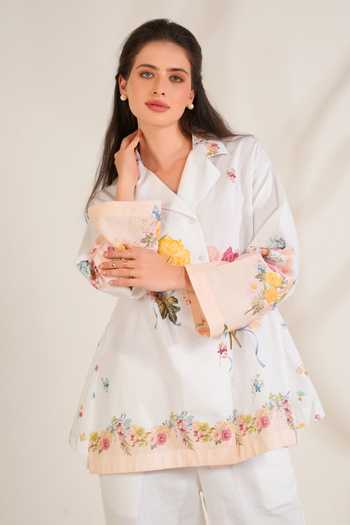 Shop_Moh India_Pink Linen Collared Summer Love Shirt Tunic Set _Online_at_Aza_Fashions