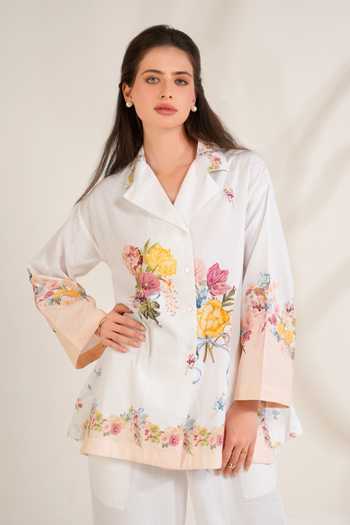 Buy_Moh India_Pink Linen Collared Summer Love Shirt Tunic Set 