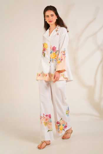 Shop_Moh India_Pink Linen Collared Summer Love Shirt Tunic Set 