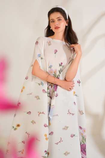 Shop_Moh India_Pink Satin Rituals Floral Pattern Cape _Online_at_Aza_Fashions