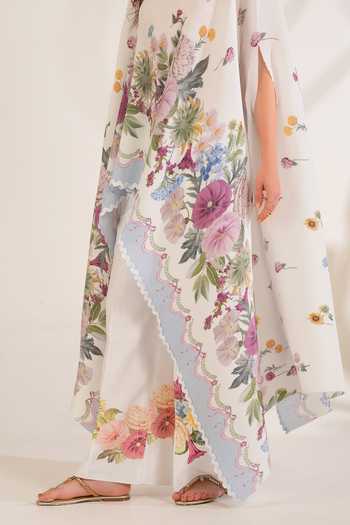 Buy_Moh India_Pink Satin Rituals Floral Pattern Cape 
