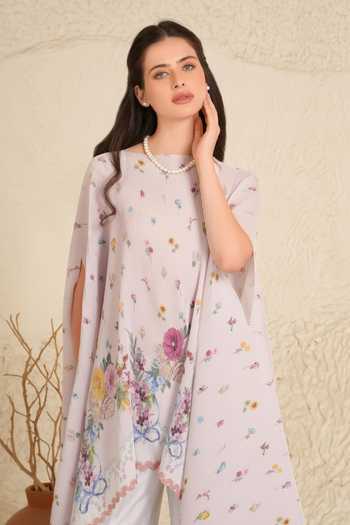 Moh India_Pink Satin Round Neck Soft Bloom Pleated Cape _Online_at_Aza_Fashions