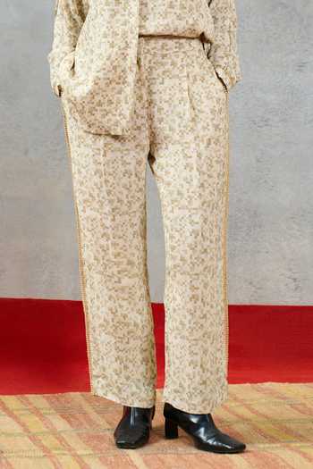 Buy Pooja Rajgarhia Gupta Beige Georgette Vis Floral Pattern Pant Online at Aza Fashions Buy_Pooja Rajgarhia Gupta_Beige Georgette Vis Floral Pattern Pant _Online_at_Aza_Fashions