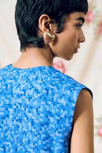 Buy_Pooja Rajgarhia Gupta_Blue Georgette Square Neck Milos Floral Pattern Jacket Pant Set _Online_at_Aza_Fashions