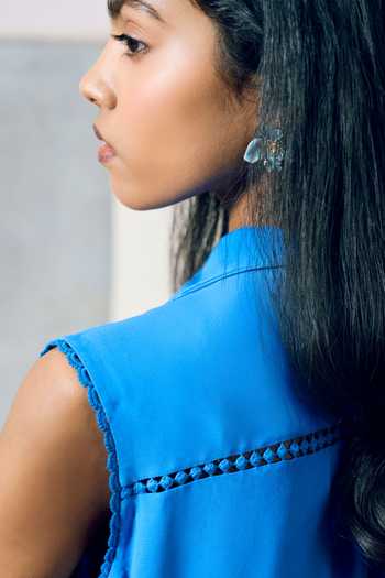 Buy_Pooja Rajgarhia Gupta_Blue Georgette Collared Ponza Double Dress 