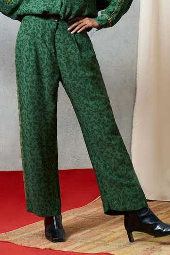 Pooja Rajgarhia Gupta_Green Georgette Vis Double Pant _Online_at_Aza_Fashions