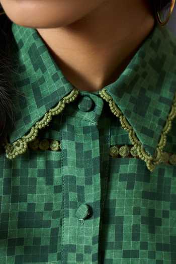 Buy_Pooja Rajgarhia Gupta_Green Georgette Collared Ponza Floral Pattern Midi Dress _Online_at_Aza_Fashions