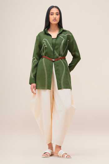 Shop_Ampm_Green Linen Collared Bulbul Shirt 
