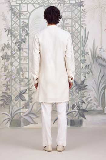 Shyam Narayan Prasad Plain Cotton Silk Kurta & Pant Set 