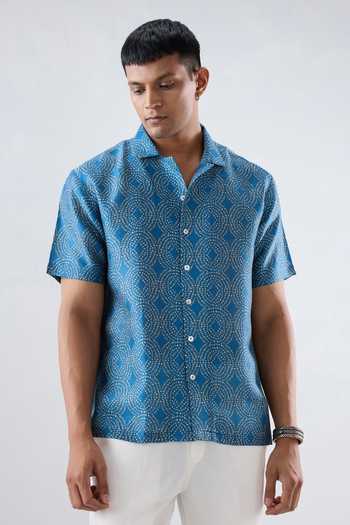 Raw & Rustic By Niti Bothra Bandhani Cuban Collar Shirt 