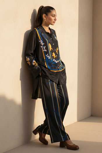 Buy_Nautanky_Black Crepe Collared Lantern Tales Printed Shirt And Pant Set 