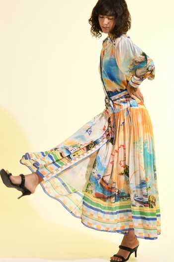 Shop_Bhanuni By Jyoti_Multi Color Viscose Collared Coastal Print Shirt Dress _Online_at_Aza_Fashions