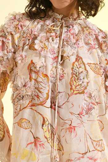 Bhanuni By Jyoti_Pink Viscose Halter , Keyhole Floral Blush Print Top _Online_at_Aza_Fashions
