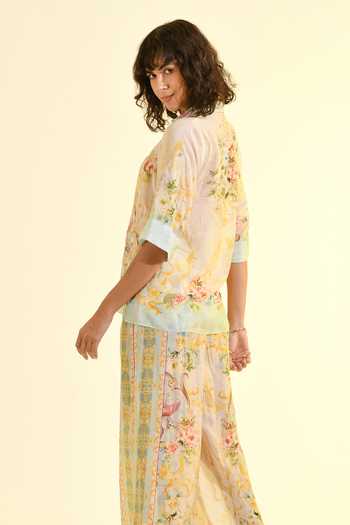 Buy_Bhanuni By Jyoti_Mint Viscose Collared Madonna Printed Shirt _Online_at_Aza_Fashions