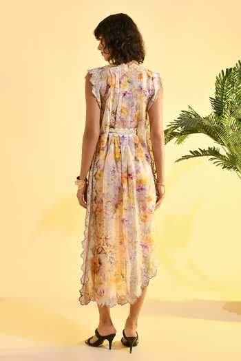 Bhanuni By Jyoti Honey Comb Floral Print Kaftan 