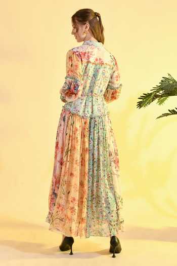 Bhanuni By Jyoti Tinted Floral Print Shirt Dress 