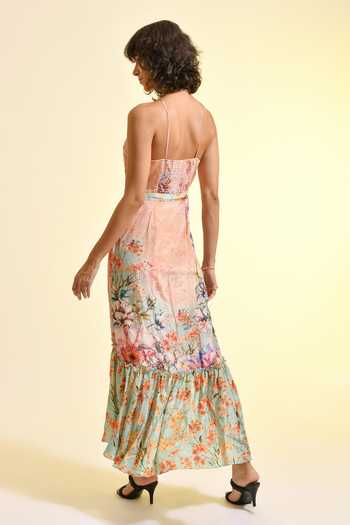 Bhanuni By Jyoti Tinted Floral Print Lace Maxi Dress 
