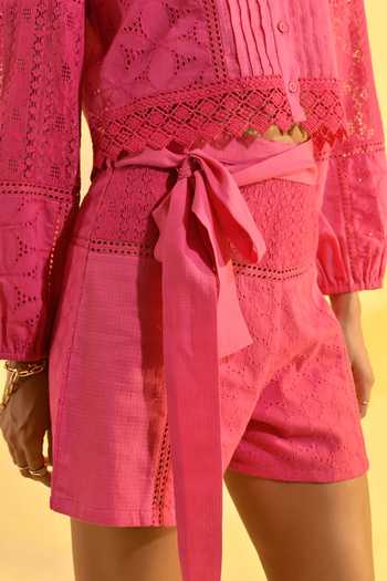 Buy_Bhanuni By Jyoti_Fuchsia Viscose Rosin Shorts _Online_at_Aza_Fashions