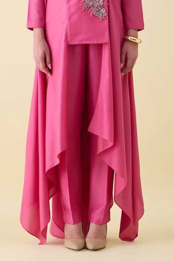 Aakaar_Pink Silk, Cotton Sequin Embellishment Kurta And Pant Set _at_Aza_Fashions