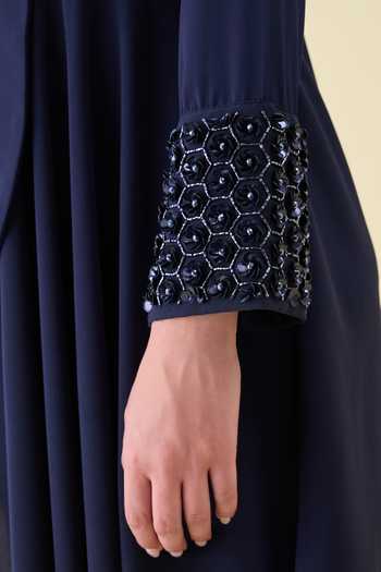 Buy_Aakaar_Navy Crepe Moss Blazer And Pant Set _Online_at_Aza_Fashions