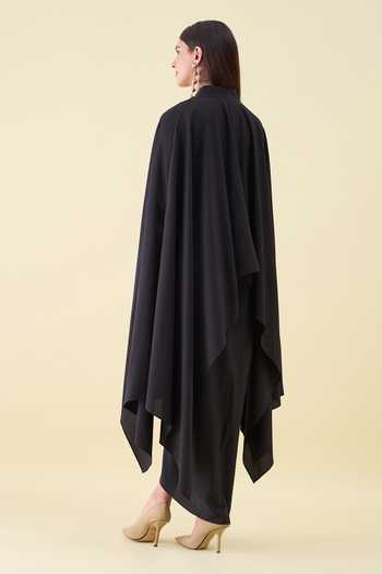 Aakaar Crystal Applique Moss Crepe Kaftan & Skirt Set 