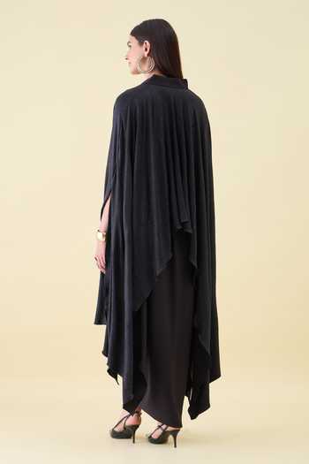Aakaar Solid Moss Crepe Kaftan & Skirt Set 