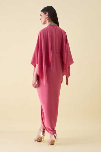Aakaar Metallic Embellishment Silk Crepe Dress 