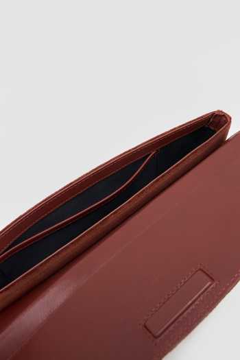 Shop_Perona_Brown Daisy Fold-over Velvet Flap Clutch _Online_at_Aza_Fashions