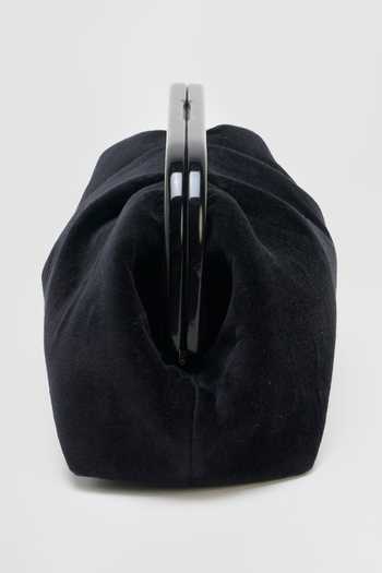 Perona_Black Aura Structured Frame Velvet Clutch _Online_at_Aza_Fashions