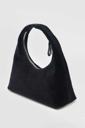 Buy_Perona_Black Kathy Velvet Shoulder Bag _Online_at_Aza_Fashions