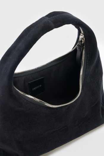 Perona_Black Kathy Velvet Shoulder Bag _at_Aza_Fashions