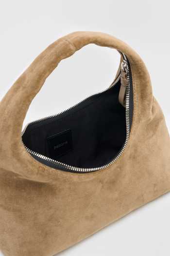 Shop_Perona_Beige Kathy Velvet Shoulder Bag _Online_at_Aza_Fashions