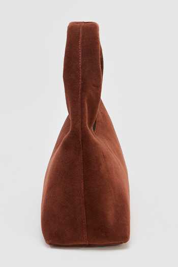 Perona_Rust Kathy Velvet Shoulder Bag _Online_at_Aza_Fashions