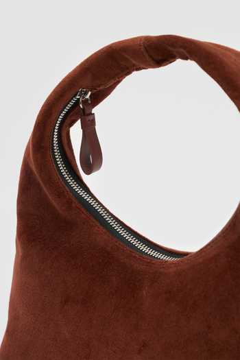 Buy_Perona_Rust Kathy Velvet Shoulder Bag _Online_at_Aza_Fashions