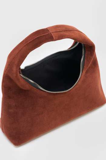 Shop_Perona_Rust Kathy Velvet Shoulder Bag _Online_at_Aza_Fashions