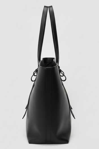 Perona_Black Roma Trapezium Shaped Tote Bag _Online_at_Aza_Fashions