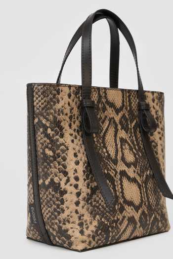 Shop_Perona_Black Hallie Reptile Print Tote Bag _Online_at_Aza_Fashions
