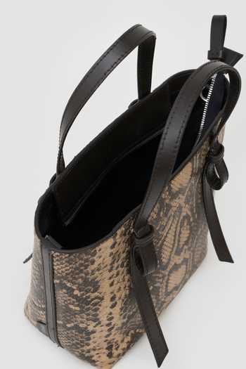 Perona_Black Hallie Reptile Print Tote Bag _at_Aza_Fashions