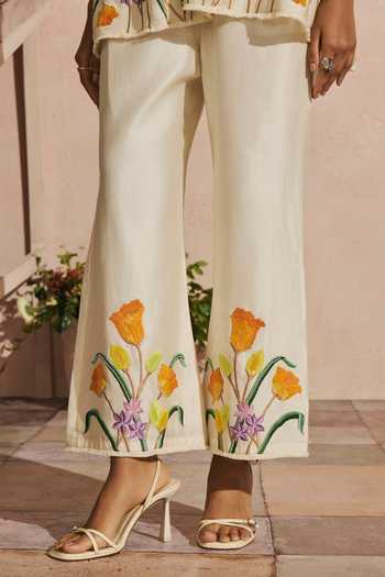 Chandrima Ivory Chanderi Embroidery, Beads Tulip Pant Online at Aza Fashions Chandrima_Ivory Chanderi Embroidery, Beads Tulip Pant _Online_at_Aza_Fashions